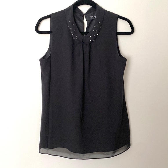 Karl Lagerfeld new with tags sleeveless pearl blouse size small - Picture 1 of 8